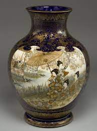Large Baluster Form Satsuma Vase Kinkozan Signature Satsuma Vase Japanese Pottery Satsuma