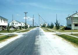 Late 1940s Or Early 1950s Grand Isle Humble Camp The Road Between The Two Sections Of The Camp Looking Towards The Grand Isle Louisiana Grand Isle Bay Photo