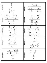 Complex Fractions Card Matching Activity Algebra Precalculus Tpt