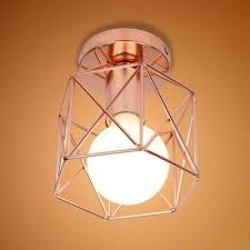 Maybe you would like to learn more about one of these? Bathroom Hallway Wire Frame Ceiling Mount Light Iron 1 Light Industrial Rose Gold Ceiling Lamp Beautifulhalo Com