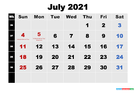 Printable january monthly calendar template. Free July 2021 Printable Calendar Template Word Pdf Free Printable 2021 Calendar With Holidays Monthly And Yearly