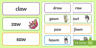 Aw Words & Awn Words - Free Printable Word List - Phonics Practice