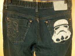 Marc Ecko Star Wars Mens Jeans Leather Stormtrooper Face Rare Size 36 Mens Jeans Stormtrooper Leather