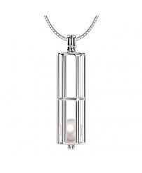 Ny 925 Sterling Silver Cylindrical Cage Pendant Necklace With Round Akoya Cultured Pearl Jewelry Cage Pendant Necklace Cultured Pearls Cage Pendant