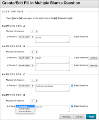 Fill In Multiple Blanks Questions Blackboard Help