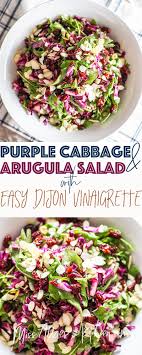Purple Cabbage Arugula Salad With Easy Dijon Vinaigrette Miss Allie S Kitchen Recipe Arugula Salad Recipes Red Cabbage Recipes Cabbage Salad Recipes