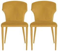 Dining chairs inspired from iconic designers. Piper Ochre Velvet Dining Chair Pair Cfs Furniture Uk