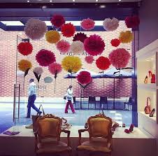 Shop Window Display Decor Pom Pom Tissue Paper Colors Chic 10 Mix Flowers Carta Velina Papel Summer Window Display Spring Window Display Window Display Design