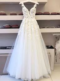 Hot Sell V Neck Long Wedding Dresses Bridal Gowns With Appliques Wedding Dress Gallery Long Wedding Dresses Wedding Dresses