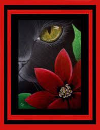 Cat Behind The Poinsettia Flower 4 Sold Poinsettia Flower Christmas Cats Art