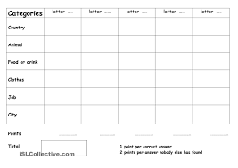 Categories Game The Category Game Stop The Bus Games Stop Bus Card Esl Games