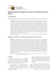 Pdf Relationship Between High School Teachers Wellbeing And Teachers Efficacy