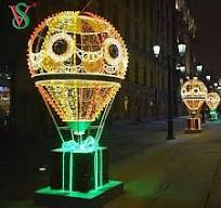 Giant Illuminated Hot Air Balloon Motif Light for Christmas Shopping Mall  Decoration