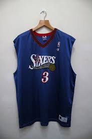 Vintage Sixers Iverson No 3 Nba Basketball Jersey Tank Top By Vintageclothingmall On Etsy Sixers Iverson Jersey Tank Tops Fashion Essentials Clothes
