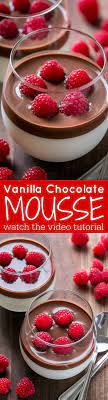 This Vanilla Mousse Is An European Dessert With Creamy Base And Silky Chocolate Topping An Elegant Vanilla Mousse Reci Desserts Dessert Recipes Mousse Recipes