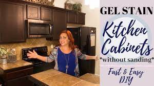Gel Stain Kitchen Cabinets Without Sanding Fast Easy Diy Stained Kitchen Cabinets Gel Stain Kitchen Cabinets Gel Stain