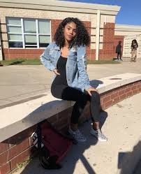 Everyday Outfits For School On Stylevore Oversized denim jacket outfit black girl. everyday outfits for school on stylevore