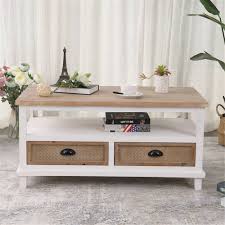 Featuring two drawers for extra storage, this square coffee table is the finishing touch. Celipu Farmhouse White Square Coffee Table With Storage Overstock 32580373