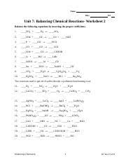 Cas04 + type of reaction: Chemistry Unit 7 Reaction Equations Worksheet 1 Answers Document Archive