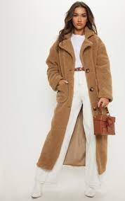 Cocoon coats are simply timeless. Camel Maxi Borg Coat Coats Jackets Prettylittlething Il