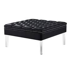 Simplihome dover 36 inch wide square coffee table lift top storage ottoman, cocktail footrest stool in upholstered stone grey tufted faux leather for the living room, contemporary. Vivian Leather Oversized Button Tufted Ottoman Coffee Table Overstock 16535148