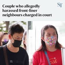 Cheang Eng Hock and Lim Sok Lay allegedly used vulgarities and made  insulting remarks to their neighbours, sprayed disinfectant towards them  and their flat, and splashed water along the common corridor. The
