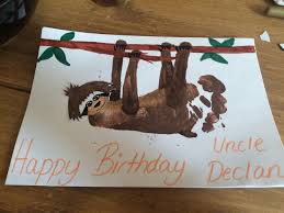 Happy Birthday Crafts For Kids Footprint Art Sloth Happy Birthday Card Baby Footprint Art Footprint Crafts Footprint Art