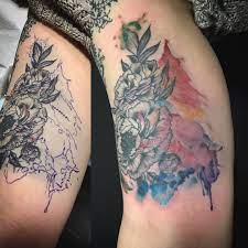 Before And After Cover Up Of This Blowout Ink Under The Skin With Watercolor Splashes If Anybody Have This Problem Stop Tattoo Blowout Cover Tattoo Tattoos