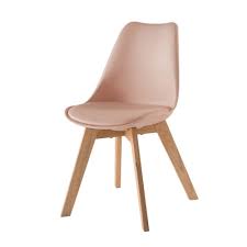 Chaise Style Scandinave Rose Poudre Et Chene Massif Ice Maisons Du Monde