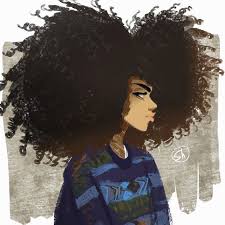 Illustrate overflowing lines forming her afro look curly hair. 55 Amazing Black Hair Art Pictures And Paintings