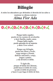 Bilingue Poema De Alma Flor Ada Bilingual Teaching Bilingual Education Spanish Writing