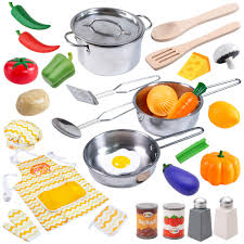 The best kitchen utensil sets on amazon, according to hyperenthusiastic reviewers. Joyin 29 Pcs Play Kitchen Accessories Kids Pots And Pans Playset Toy Kitchen Sets With Stainless Steel Cookware Set Cooking Utensils Apron Chef Hat And Grocery Play Food Sets Gift For Kids Buy