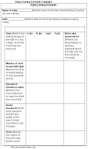 schedule template for baby feeding sample of baby feeding