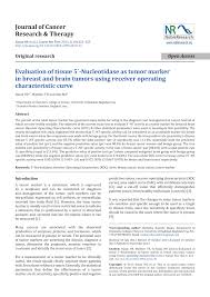 The more tumor substance found in the body then it stands to reason, that the more active the cancer is. Pdf Evaluation Of Tissue 5 Nucleotidase As Tumor Marker In Breast And Brain Tumors Using Receiver Operating Characteristic Curve