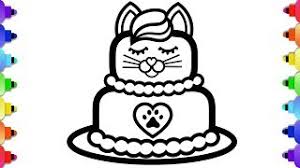 Hi cuties, find your favorite cupcakes and cakes on this page. Learn To Draw A Cute Kitten Cake And A Unicorn Cake For Cute Kitten Cake Coloring Page Youtube