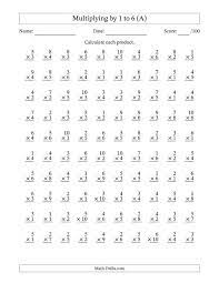 Free christmas math worksheets to use in the classroom or at home. Multiplying 1 To 10 By 1 To 6 100 Questions A