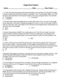 Integer Word Problems Homework Assessment Task Cards D Integers Word Problems Word Problems Integers