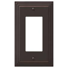 Hampton Bay Tiered 1 Gang Rocker Metal Wall Plate Aged Bronze 84rvbhb The Home Depot