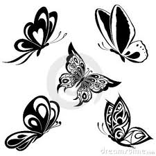 Black And White Simple Simple Floral Design Butterfly Clipart Set Black White Butterflies Of A Tattoo White Butterfly Tattoo Butterfly Tattoo Tattoos For Women Flowers