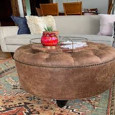 Maison arts round storage ottoman vanity stool leather pouf ottoman coffee table side table foot stool for living room seat dressing chair footrest, black. Distressed Vegan Leather Tufted Upholstered Ottoman Footstool Coffee Table Design 59 Inc Leather Ottoman Coffee Table Leather Ottomans Living Room Upholstered Ottoman Coffee Table