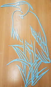 'blue heron fresco' painting print on metal. Blue Heron Metal Wall Art Plasma Cut Decor Nautical Gift Idea Gas Pro Shop Fabrication
