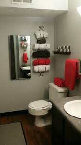Red Black Bathroom Wine Rack Used As A Towel Rack Bathroomdecordiy Black Bathroom Decor Red Bathroom Decor White Bathroom Decor