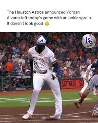 Yordan Alvarez's ankle got stuck on home plate and it just doesn't look good at all 😬 - Follow (@js9innings) for insane baseball content⬅️ - Use BRUCE BOLT code “JS9” for an