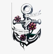 In sailing, anchors are used to 'tie' the ship to the sea bed. Anchor Tattoos Png Transparent Images Anchor Drawing With Flowers 459x750 Png Download Pngkit