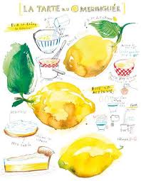 Recette De La Tarte Au Citron Meringuee Specialite Francaise Tarte Citron Recette Merin Illustrations Alimentaires Recette Illustree Nourriture Aquarelle