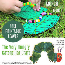 I left the original tot pack untouched and just made an add on set that includes a few new activities and uses all real photographs! The Very Hungry Caterpillar Craft With Free Printable Leaves Messy Little Monster