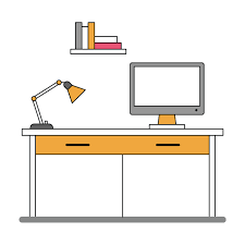 Computer With Decorative Desk And Table Decorative Desk Desktop Png And Vector With Transparent Background For Free Download Desk Decor Desk Decor