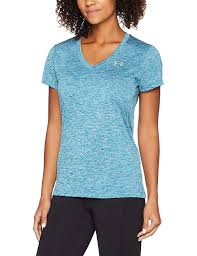 Under Armour Womens Ua Tech Twist V Neck Bayou Blue Shirt