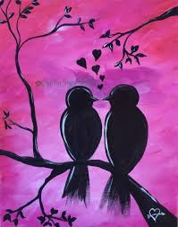 Easy Bird Paintings On Canvas How To Paint Love Birds On Branch In 2020 Simple Canvas Paintings Canvas Painting Tutorials Love Birds Painting