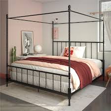 Novogratz marion canopy bed, king, gunmetal grey. Dhp Emerson Metal Canopy Bed In King Size Frame In Black Walmart Com Walmart Com